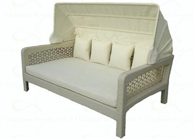 China Square Outdoor Bed with Canopy Wicker Patio Daybed All-weather Rattan Sunbed for sale