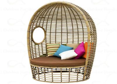 China Tan Color Natural Style Luxury Daybeds Aluminum Outdoor Sunbed in Round Shape for sale