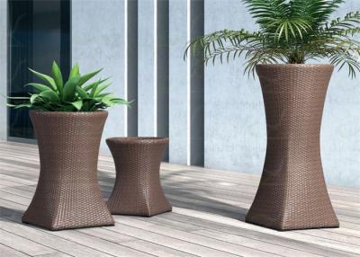 China Rattan Flower Pots Patio Decoration Wicker Planter Trapezoid Size Optional for sale