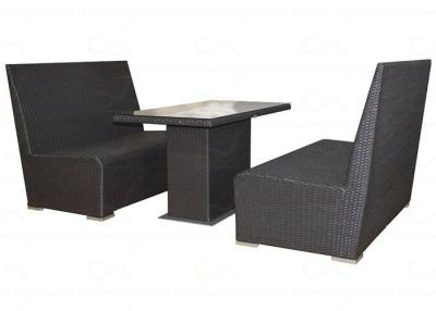 China Dining Booth Seating Outdoor Wicker Rattan Bench with Table Commercial Outside for sale