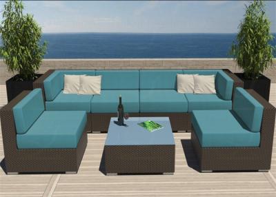 China Outdoor Sofa Furniture Rattan/Wicker Sofa Set Sectional 6 Seat 1 Central Table for sale