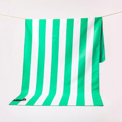 China Hot Selling QUICK DRY Stripe Printed Microfiber Australia Sand Recycled Free Beach Towel Custom Design Beach Blanket for sale