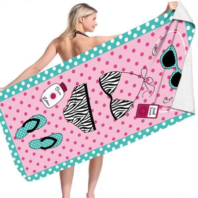 China Custom Digital Sublimated Printed Beach Towel QUICK DRY Logo Hut Microfiber Quick Dry Swimming Pool Wholesale Towel for sale