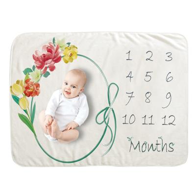 China Customized Hot Selling Baby Milestone Super Soft Minky Memory Size Baby Monthly Blanket for sale