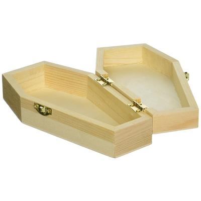 China Handmade Irregular Miniature Wooden Box Coffin Shape Wooden Box for sale