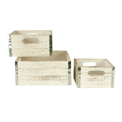 China Cheap Wholesale Modern Europe Art Natural Set Of 3 Small Wooden Crates Wooden Boxes for sale