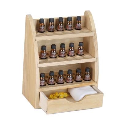 China China 45 Bottle Rustic Natural Unfinished Pine Display Rack Solid Wood Essential Oil Bottle Rack for sale