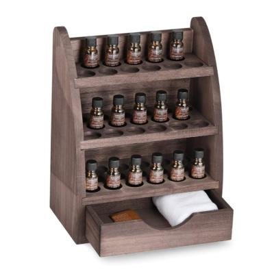 China 45 Slots Natural Paulownia Wood Nail Polished Vintage China Essential Oil Display Rack for sale