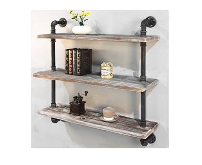 China Handmade White Distressed 3 Tier Solid Wood Towel Rack Wall Mounted Wooden Shelf for sale