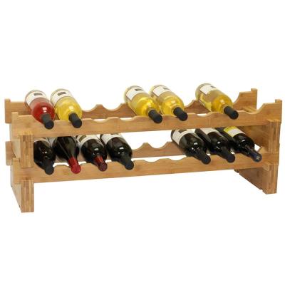 China Wholesale 18-Bottle Sustainable Stackable Bamboo Wine Rack for sale