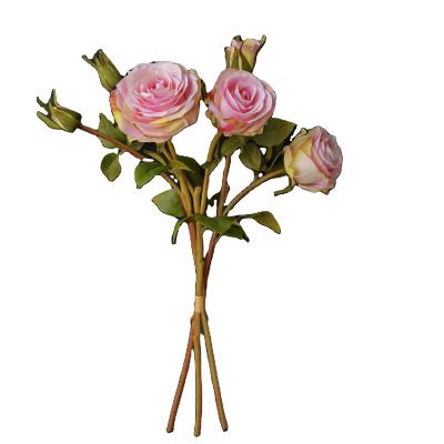 China Color wedding table decoration home table decoration artificial rose silk plastic yarn realistic iron silk yarn high quality for sale