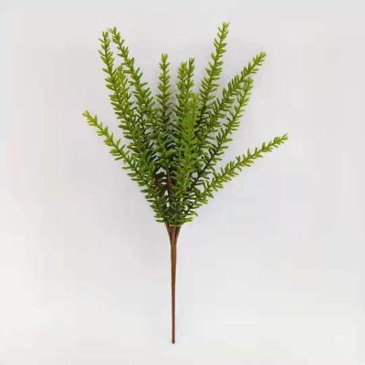 China Wholesale 15 Yarn Plastic Silk Artificial Pine Grass Flowers Green Plant Wall Decoration Home Wedding Decoration for sale