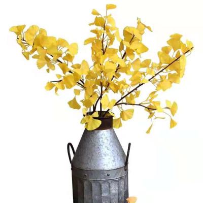 China Hot High End Chinese Artificial Ginkgo Leaf Flower Wedding Decorative Decor For Outdoor Party Home Decoration Artificial Ginkgo Leaf Stem 2021 for sale