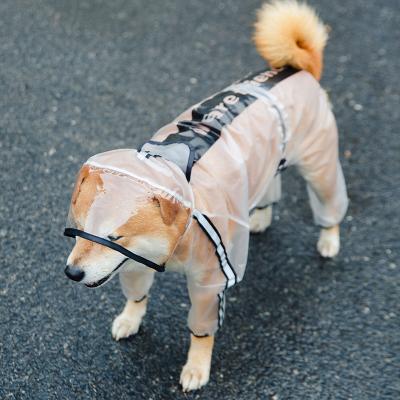 China Viable Outdoor Waterproof Pet Clothes Large Transparent Clear Puppy Dog Raincoat Clothes With Hood for sale