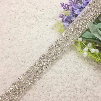 China Shiny Flatback Stock Decorative Sew On Rhinestone Trim Band For Shoes for sale