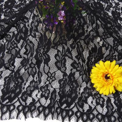 China Large Black Fabric Viable Store Quality Fashion Chantilly Lace Fabric By Pcs for sale