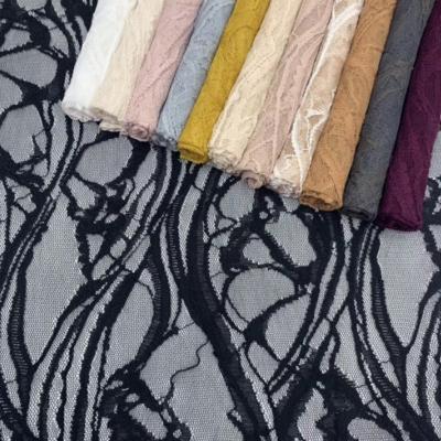 China Newest Malaysian multicolors elastic cotton and nylon lace fabric by the yard for sale