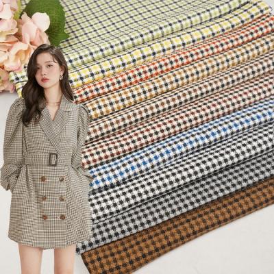 China Italian Sustainable Fashion Apparel Polyester TR Grid Suit Fabric Material for sale