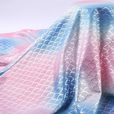 China Sustainable Fish Scale Pattern Gradient Stretch Glitter Bronzing Dedicated Fabric Mermaid Swimwear Fabric for sale