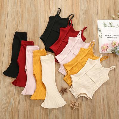 China Towards New Fashion Children Clothes Summer Solid Colors Clothing Girls Two Piece Suit for sale