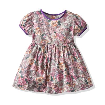 China 2022 New Breathable Birthday Wear Baby Dress Children Flower Designer Wedding Party Dress Kids Short Sleeve Dress for sale