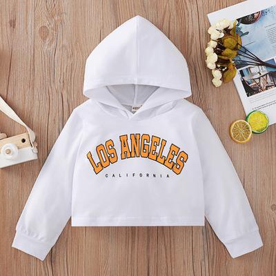 China 2021 Reversible Autumn Girls White Hooded Lettered Printing Middle Kids Hoodies Girls Fashion Hoodies for sale