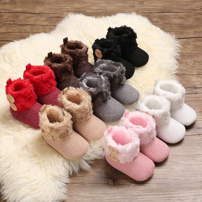 China 2021 Fashion Trend Hot Sale Knit Snow Boots 0-1 Years Girls Cotton Baby Shoes Plus Velvet Toddler Shoes for sale