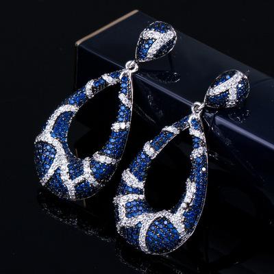 China European and American popular jewelry hot FASHIONABLE zircon temperament lady inlaid high-grade earrings - selling earrings micro - for sale