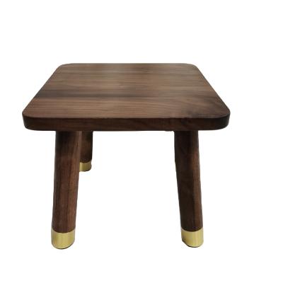 China Black Walnut Color Suppliers Provide Customizable Square Black Walnut Stools With Copper Legs for sale