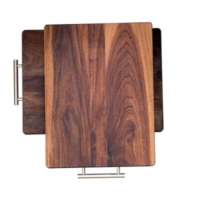 China Durable High Quality Solid Copper Handle Cutting Board Wooden Copper Handle Cutting Board for sale