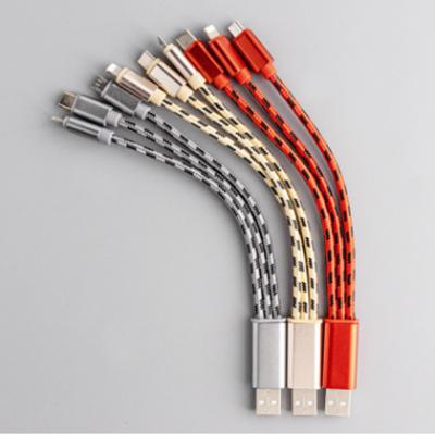 China MP3/MP4 Player Nylon Pull Three Data Cable Three In One Mobile Phone Charging Cable for sale