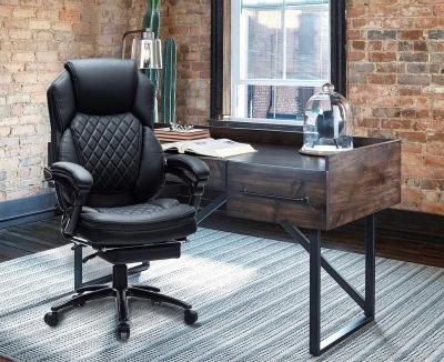 China (Height) 9106 Adjustable Black Leather PU Computer Office Chair With Lumbar Support Inside for sale