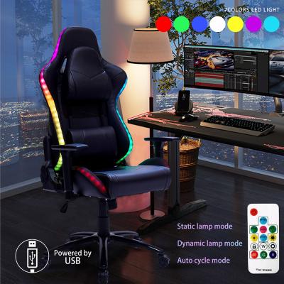 China Colorful Massage Various Style LED RGB Reclining Gaming Chair With Shining Lights for sale