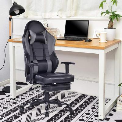 China (Height)Adjustable High Back PU Leather Pack Computer Gaming Chair With Footrest for sale