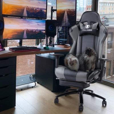 China Massage Desk Racing High Back Ergonomic Swivel PC Computer Chair With Footrest for sale