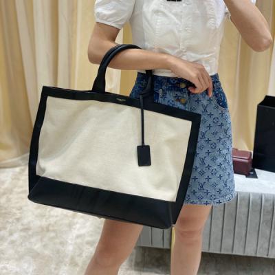 China Large Canvas Tote Bag Fashion Beach Handle Tote Bag Luxury Shopping Bag Large Capacity Purse For Women for sale