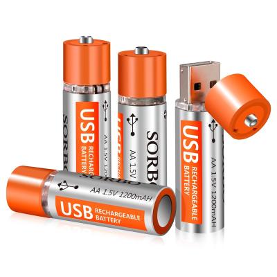 China Rechargeable Toys AA 1.5V 1200mAh USB Rechargeable Battery Li-ion Battery for sale