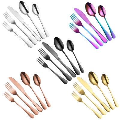 China Amamzon Viable Bestseller 20 Pieces Wholesale Black Kitchen Fork And Spoon Gold Silverware Gold Cutlery Stainless Steel Flatware Set for sale