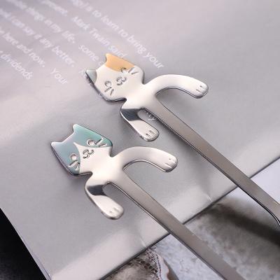 China Sustainable Set of 4 Dinnerware Kitchen Supplies HANGING UP Stainless Steel Spoon Cat Design Coffee Mixing Desert for sale