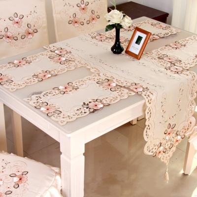 China New European Traditional Classic Rectangular Embroidery Wedding Party Holiday Table Cloths Dining Table Decorations Table Runner for sale