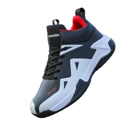 China Hot Selling Men's Tennis Shoes Fashion Trend PU Leather High Top Men's Basketball Shoes Breathable Cushioning Basketball Shoes Size 14 for sale