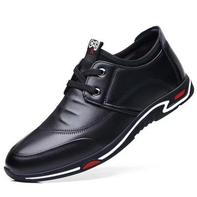 China Light weight low price china pu black shoze men size increasing new design casual oxfords boat leather stylish shoes for sale