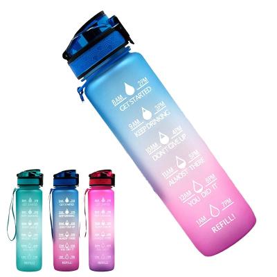 China Eco-Friendly Viable Reusable Frosted 32oz Color Changing 1L 1 Liter Visit Workout Fitness Gym Motivation Water Bottle for sale