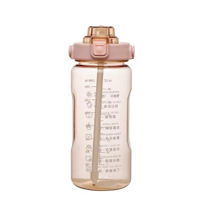 China 2022 New Sports Viable Jug Gym 2Liters Motivational Plastic Clear Water Bottle With Cell Phone Holder for sale