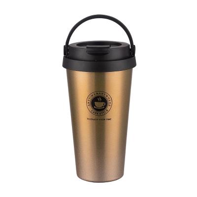 China Viable Portable Coffee Mug With Lid New Style Thermos Mug With Handle Color Around Stainless Steel Travel Glass for sale