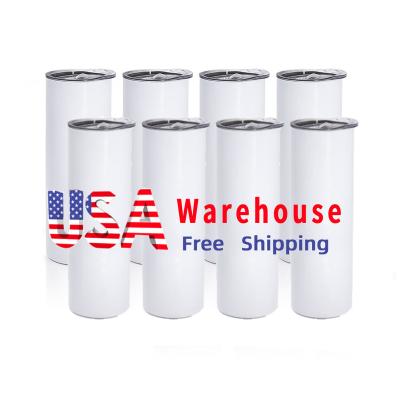 China Sustainable USA Warehouse 20 oz Sublimation Blank Stainless Steel Skinny Straight Double Walled Tumbler With Straw for sale