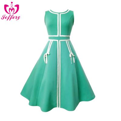 China Anti-wrinkle Women's Explosion Patterns Retro Dress Dress Green Cocktail Dress for sale