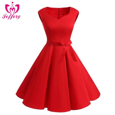 China Hepburn vintage Van V collar skirt dress Anti-wrinkle slim elegant black tassel mini dress red dress dress for sale