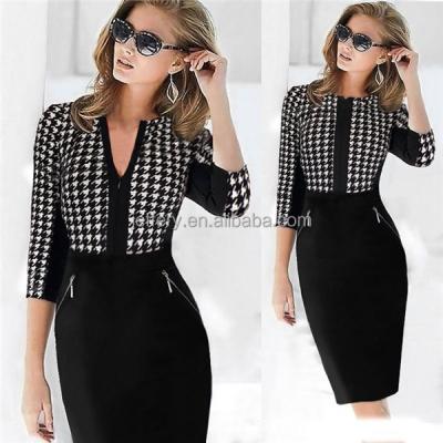 China Lady Office Anti-Static Dress Designs Shift Dress For Control Pattern Office Office Dress Uniforms A692 for sale