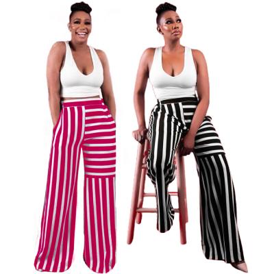 China Viable fashion plus size women's pants patchwork striped top printing women's wide leg pants for sale